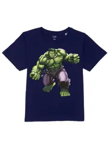 Marvel by Wear Your Mind Boys Hulk Graphic Printed Pure Cotton T-shirt