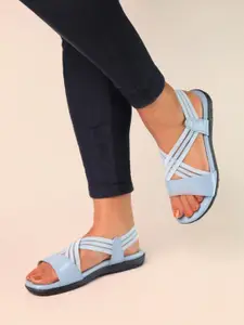 Monrow Women Woven Design Open Toe Flats With Backstrap