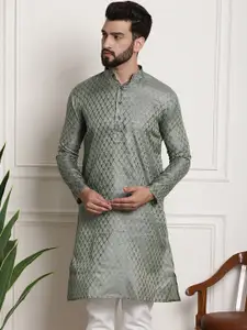 SOJANYA Woven Design Mandarin Collar Silk Cotton Kurta