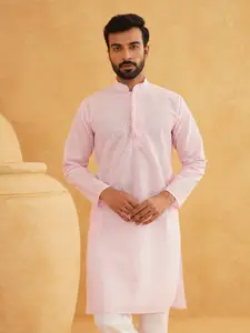 SOJANYA Ethnic Motifs Embroidered Mandarin Collar Thread Work Pure Cotton Kurta