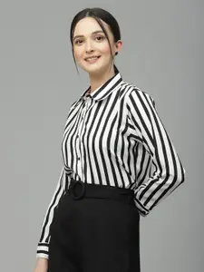 Style Quotient Smart Opaque Striped Semi Formal Shirt