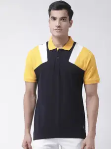 Club York Men Colourblocked Polo Collar Cotton T-shirt