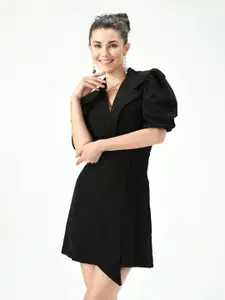 IUGA Spread Collar Puff Sleeve Mini A-Line Dress