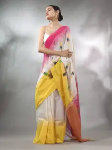 Charukriti Geometric Woven Design Pure Cotton Ikat Saree