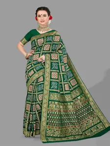 HASRI Woven Design Zari Art Silk Bandhani Saree