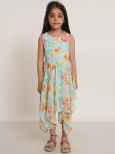 Creative Kids Girls Floral Printed Gathered Fit & Flare Midi Dress