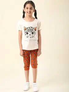 Nottie Planet Girls Pure Cotton Printed Top With Capris