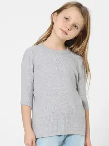 KIDS ONLY Girls Self Design Ribbed Pullover Sweater