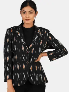 INDOPHILIA Single-Breasted Printed Cotton Blazer