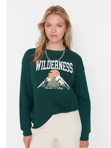 Trendyol Typography Printed Ribbed Sweatshirt