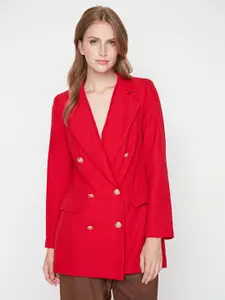 Trendyol Double-Breasted Notched Lapel Long Sleeves Cheery Red Blazer