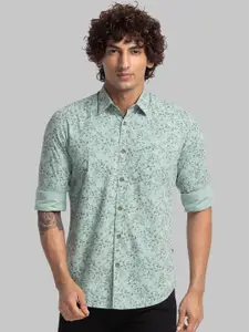 Parx Slim Fit Floral Printed Spread Collar Pure Cotton Casual Shirt