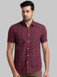 Parx Slim Fit Opaque Checked Organic Casual Shirt