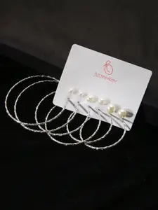 justpeachy Set of 6 Silver-Plated Circular Hoop Earrings