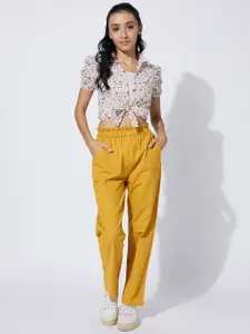 luyk Girls Printed Shirt & Trousers With Crop Top