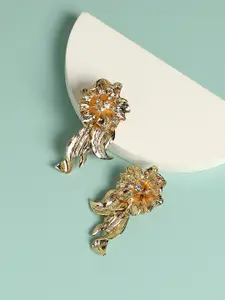 SOHI Gold-Plated Contemporary Drop Earrings