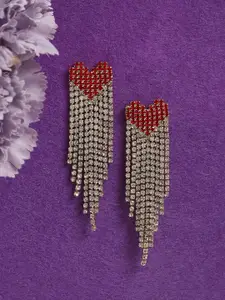 SOHI Silver-Plated Tasselled Contemporary Drop Earrings