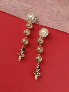 SOHI Gold-Plated Contemporary Drop Earrings