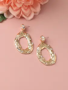 SOHI Gold-Plated Circular Drop Earrings