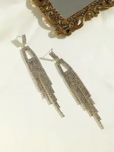 SOHI Gold-Plated Contemporary Drop Earrings