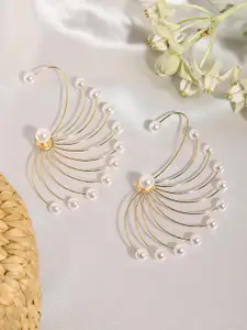 SOHI Gold-Plated Crescent Shaped Ear Cuff Earrings