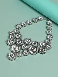 SOHI Silver-Plated Stone-Studded Necklace