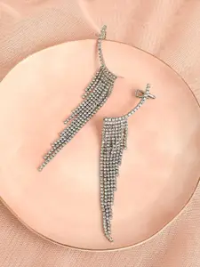 SOHI Silver-Plated Contemporary Ear Cuff Earrings