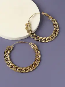 SOHI Gold-Plated Circular Hoop Earrings