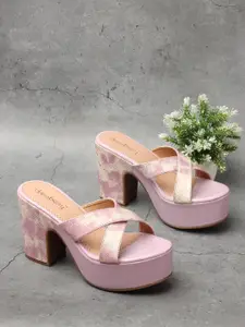 DressBerry Lavender And Beige Textured Platform Heels