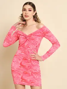 BAESD Twisted Abstract Printed Bodycon Mini Dress