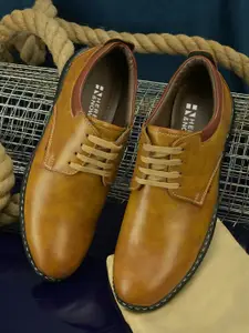 HERE&NOW Men Tan Lightweight Lace-Ups Derbys