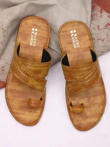 HERE&NOW Men Tan Brown Textured Comfort Sandals