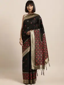 Sangria Black Ethnic Motifs Woven Design Zari Banarasi Saree