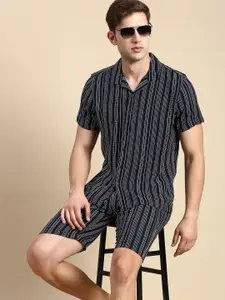 SHOWOFF Stripes Printed Shirt With Shorts Co-Ords