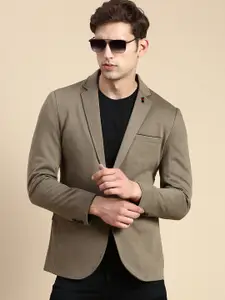SHOWOFF Slim-Fit Single Breasted Cotton Blazer