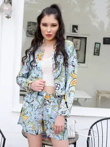 Sera Women Floral Printed Crop Open Front Shrug