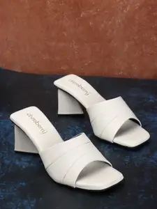 DressBerry White Open Toe Block Heels