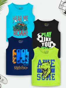 Trampoline Boys Pack Of 4 Typography Printed Cotton T-Shirt