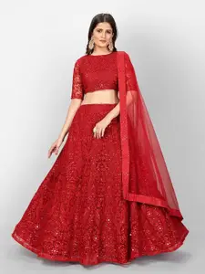 Kedar Fab Embroidered Beads and Stones Semi-Stitched Lehenga & Blouse With Dupatta