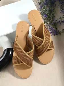 PANAHI Women Woven Design Cross Strap Open Toe Flats