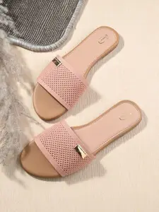 PANAHI Women Woven Design Canvas Open Toe Flats