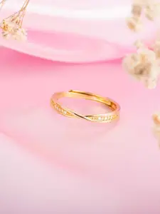 Zavya Women Gold-Plated CZ Studded Sterling Silver Finger Ring