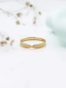 Zavya Women Gold-Plated CZ Studded Sterling Silver Finger Ring