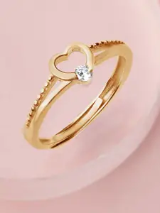 Zavya Heart Shaped 925 Sterling Silver CZ Gold-Plated Finger Ring