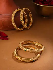 NVR Women Set Of 2 Gold-Plated Traditional Bangles