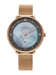 Titan Women Brass Mother of Pearl Dial Bracelet Style Straps Analogue Watch