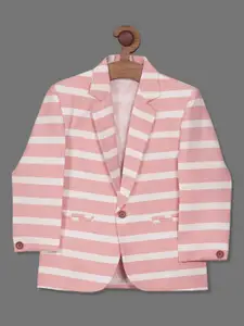 RIKIDOOS Boys Striped Tailored Fit Single Breasted Cotton Blazer