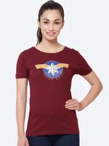 Free Authority Captain Marvel Printed Cotton T-Shirt