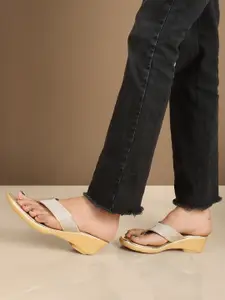 ICONICS Shimmery T-Strap Comfort Heels