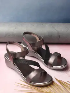 ICONICS Shimmery Open Toe Comfort Heels